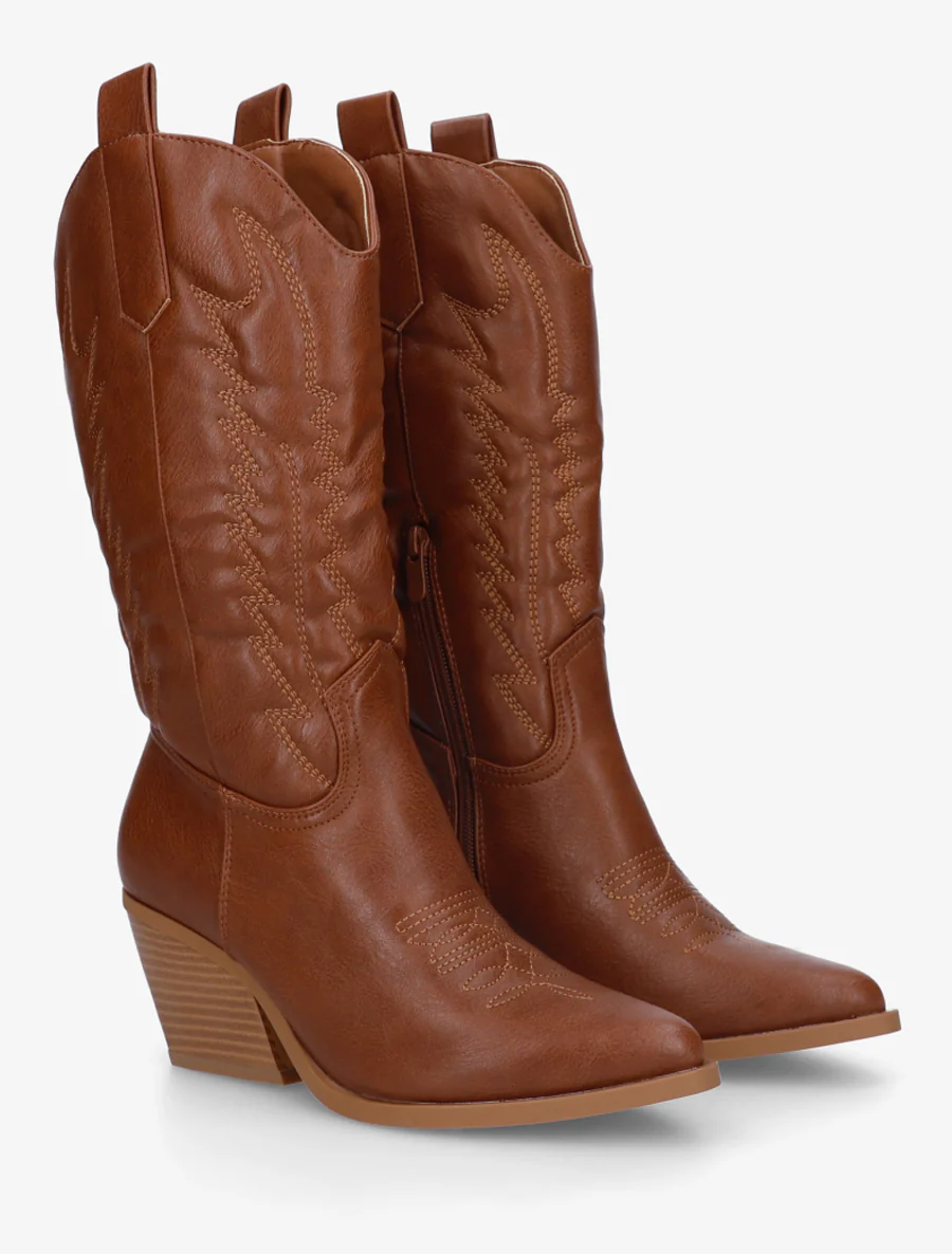 Halfhoge cowboylaarzen van imitatieleer - Kameel - Image 4