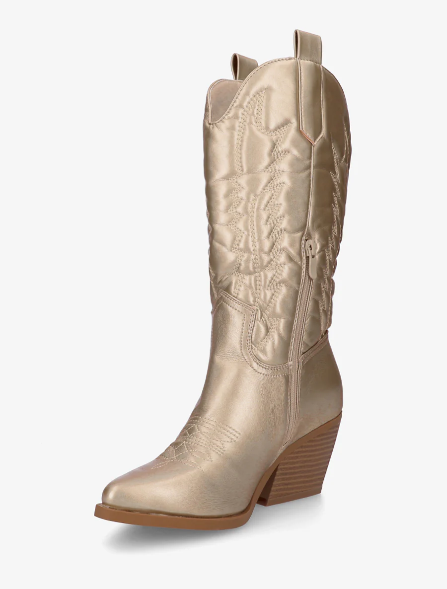 Halfhoge cowboylaarzen van imitatieleer - Goud - Image 3