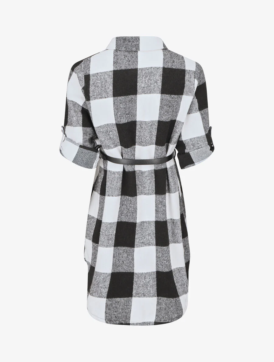 Halflang geruit overshirt - Zwart - Image 2