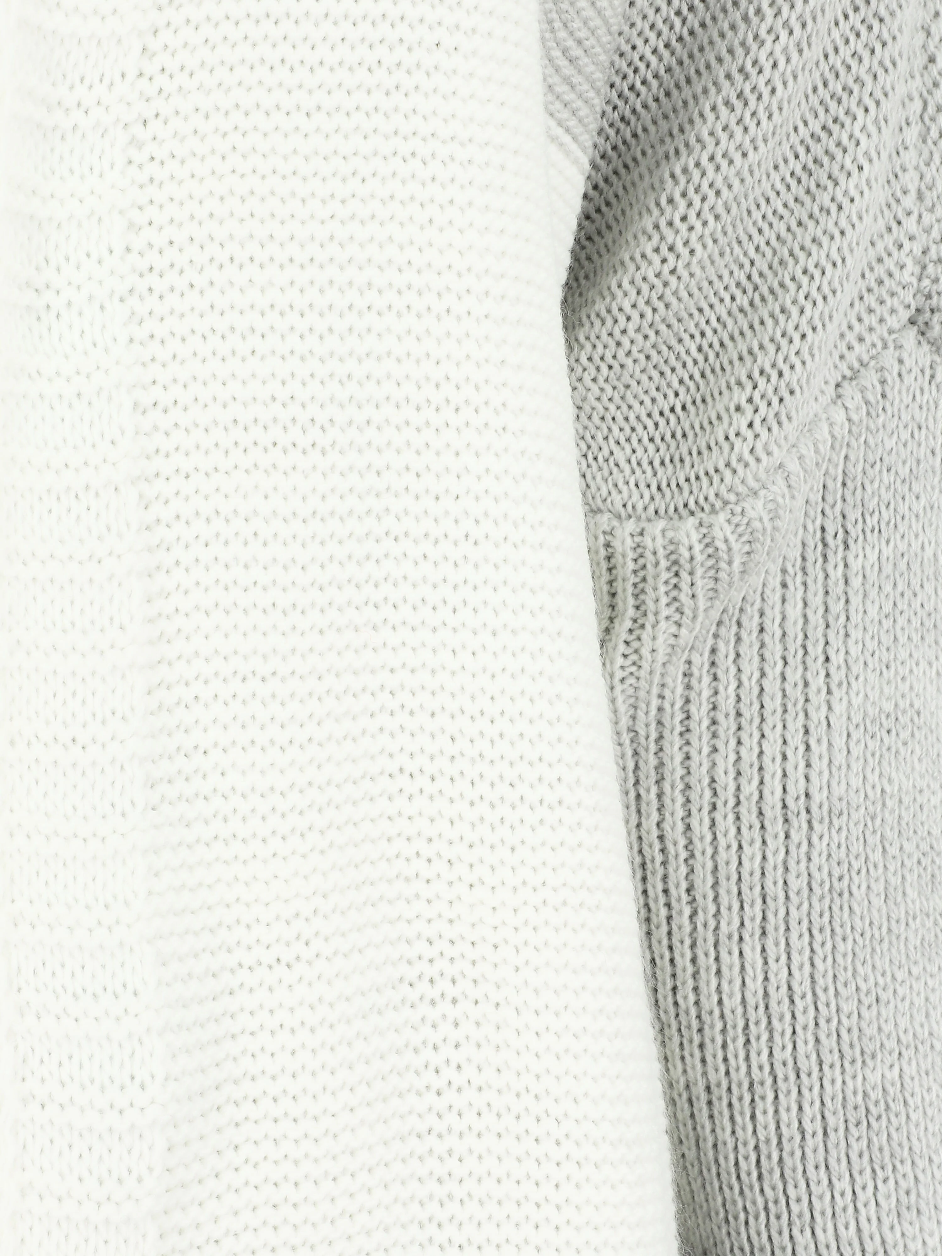 Halflang gestreept vest met capuchon - Wit/grijs - Image 3