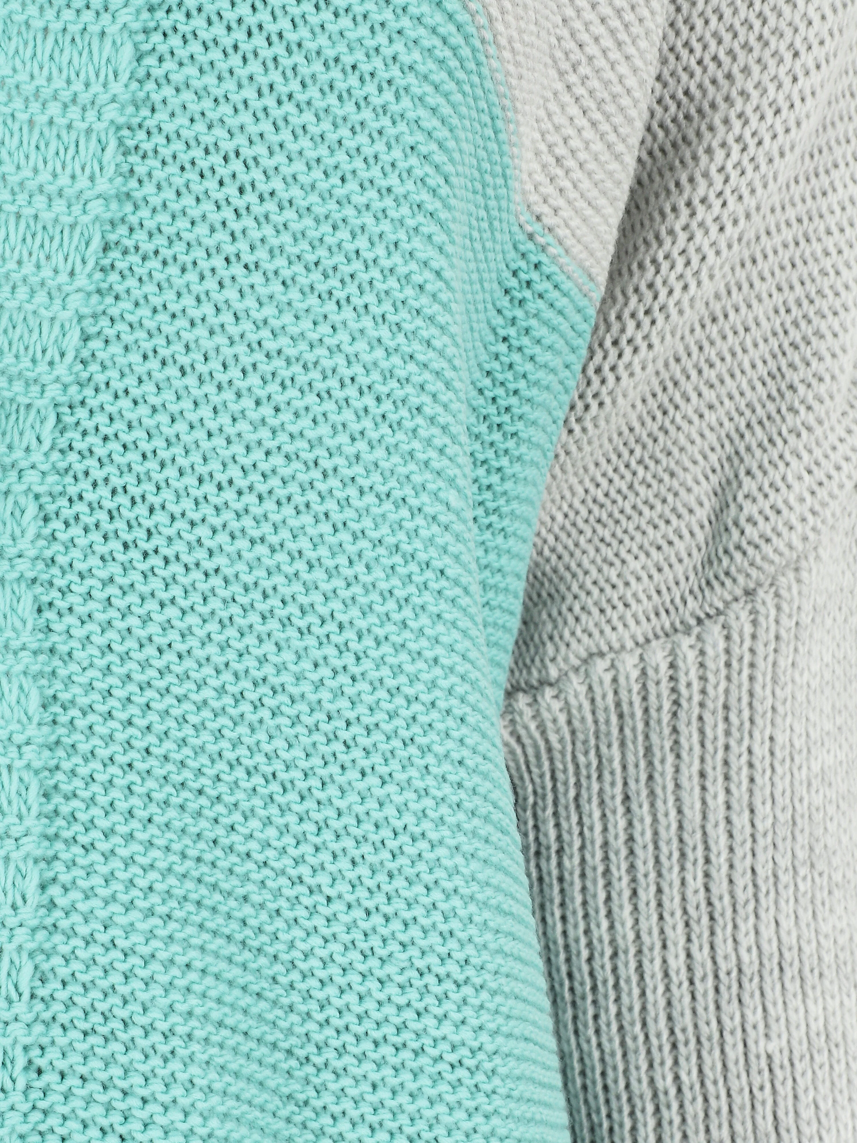 Halflang gestreept vest met capuchon - Lichtblauw/grijs - Image 3
