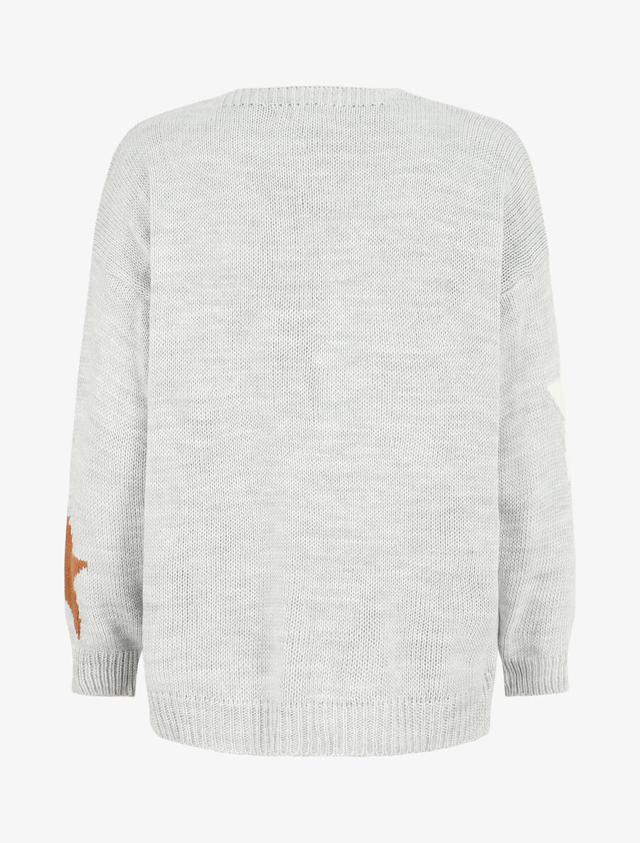 Halflang open vest met sterrenprint - grijs - Image 2