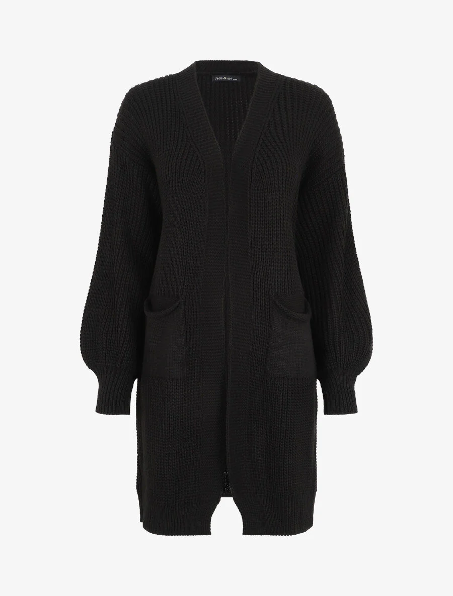 Halflang vest met ballonmouwen - Zwart