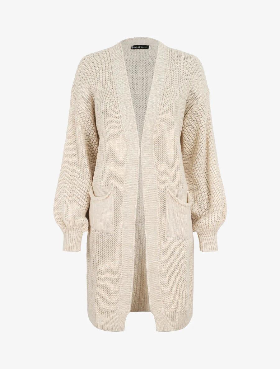 Halflang vest met ballonmouwen - Beige