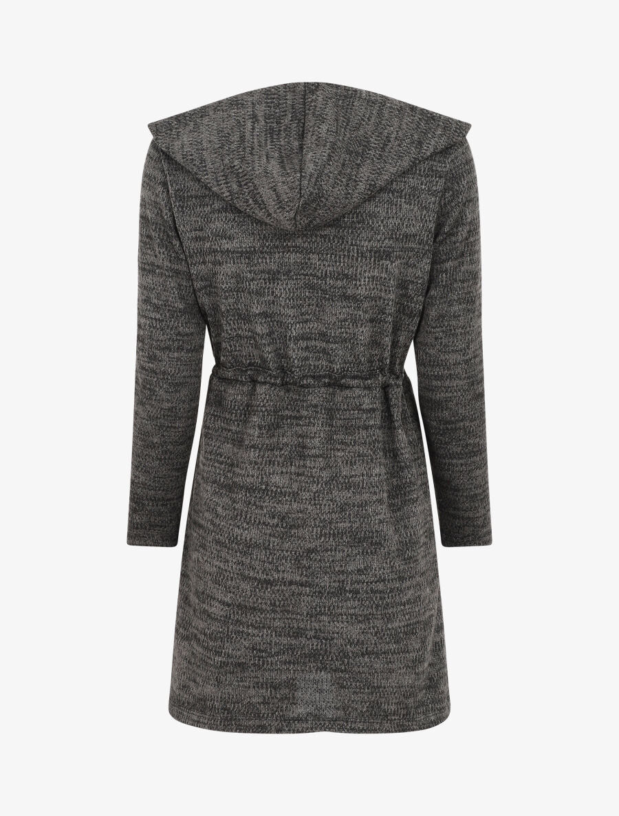 Halflang vest met capuchon en bandjes - Zwart - Image 2