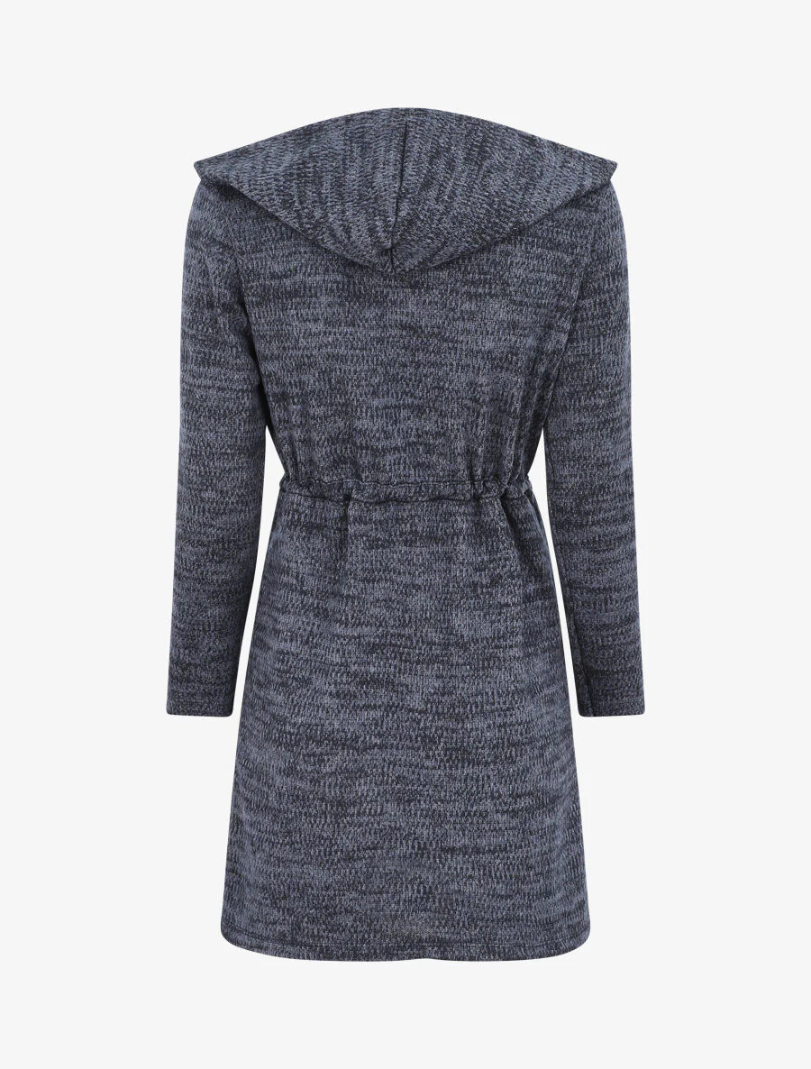 Halflang vest met capuchon en bandjes - blauw - Image 2