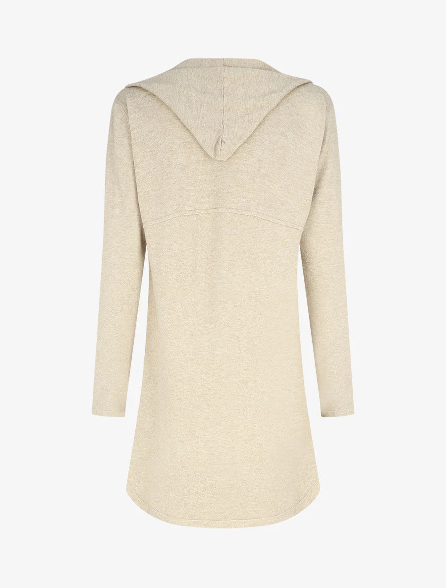 Halflang vest met capuchon - Beige - Image 2