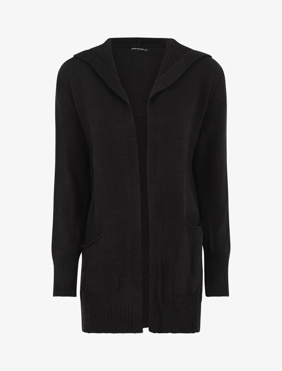 Halflang vest met capuchon - Zwart