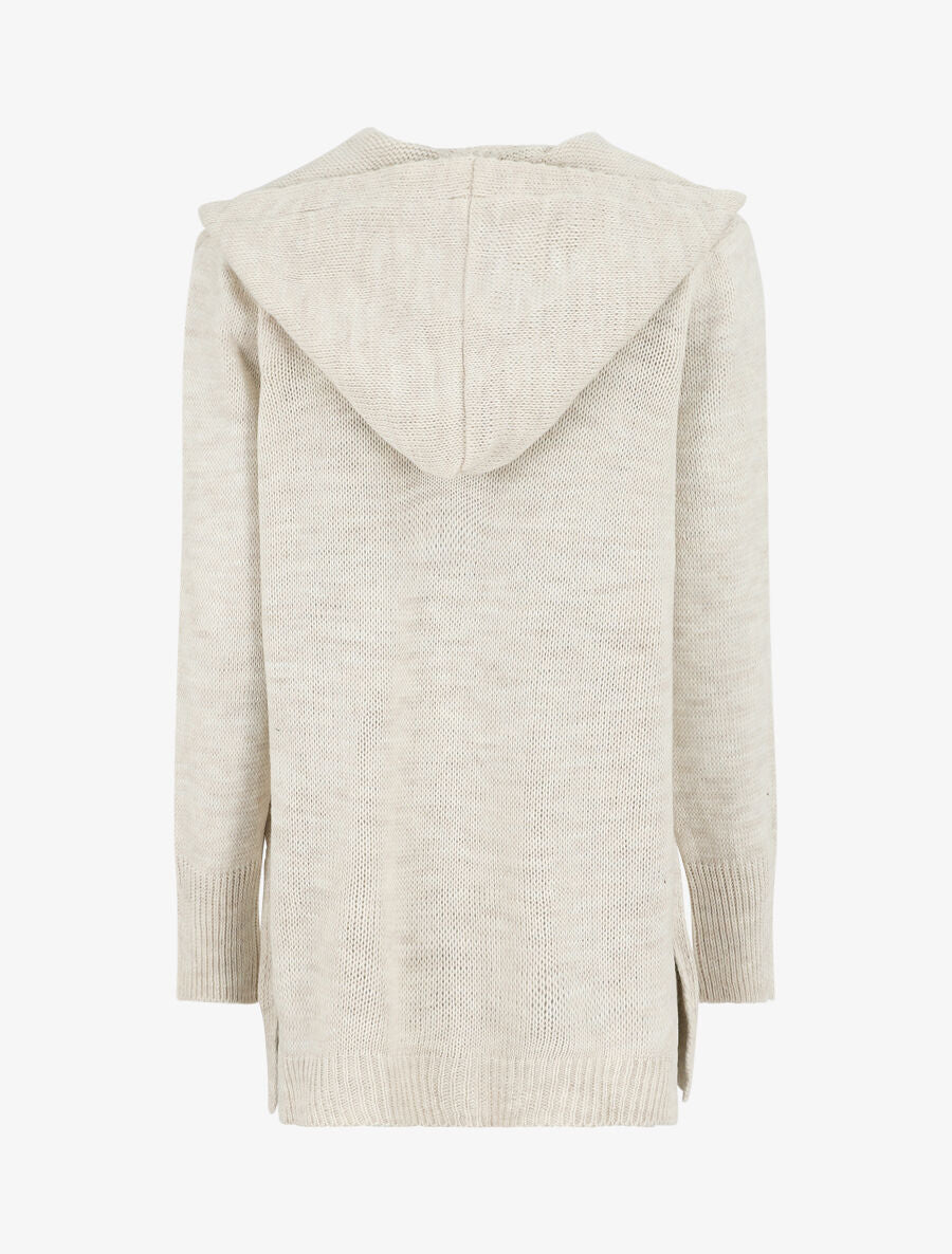 Halflang vest met capuchon - Beige - Image 2