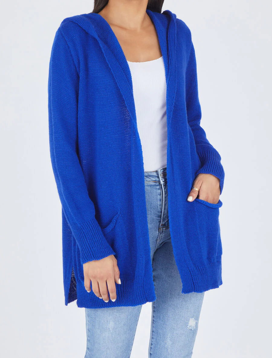 Halflang vest met capuchon - koningsblauw - Image 4