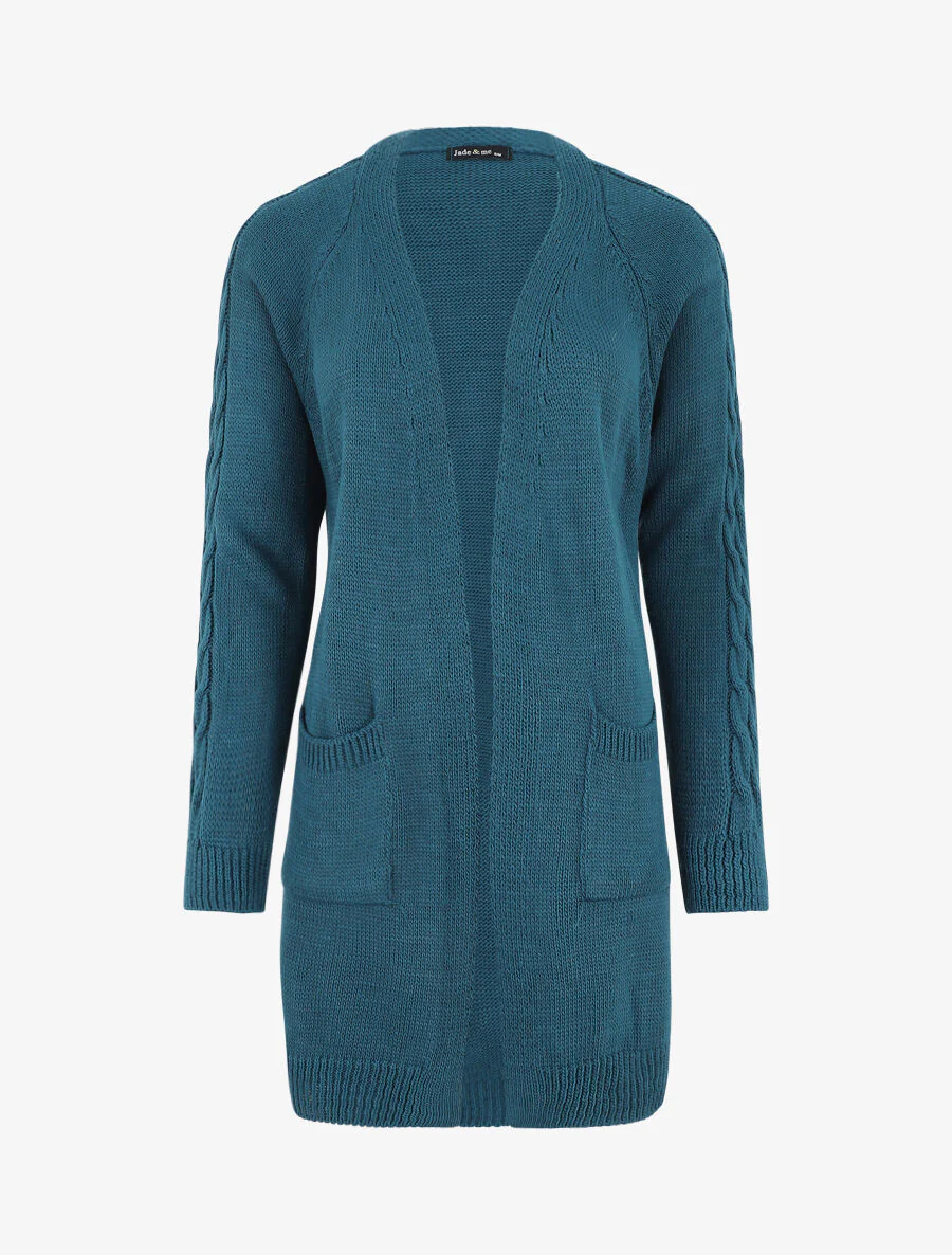 Halflang vest met opgestikte zakken - Blauwgroen