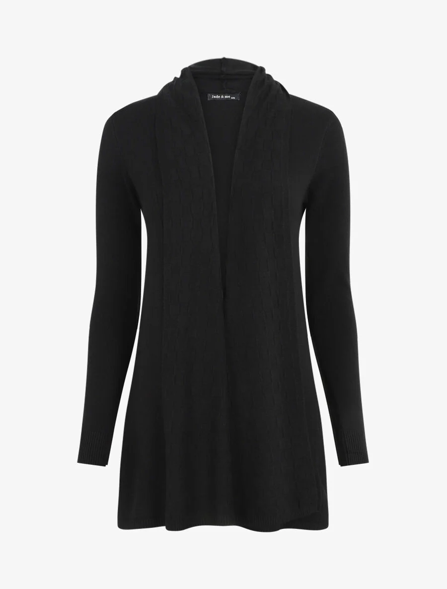 Halflang vest met sjaalkraag - Zwart