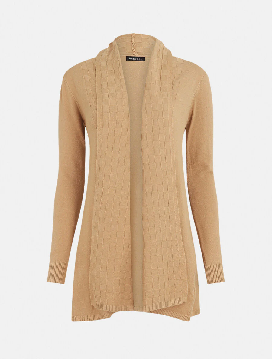 Halflang vest met sjaalkraag - Beige