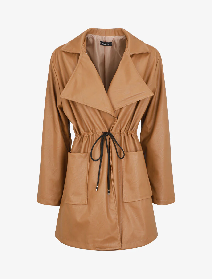 Halflange blazer van kunstleer - Kameel