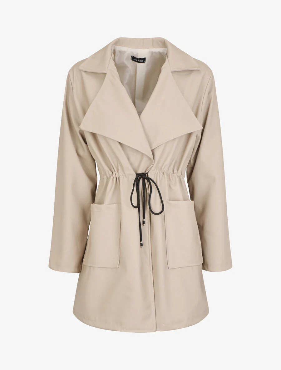 Halflange blazer van kunstleer - Beige