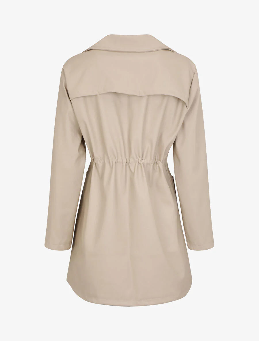 Halflange blazer van kunstleer - Beige - Image 2
