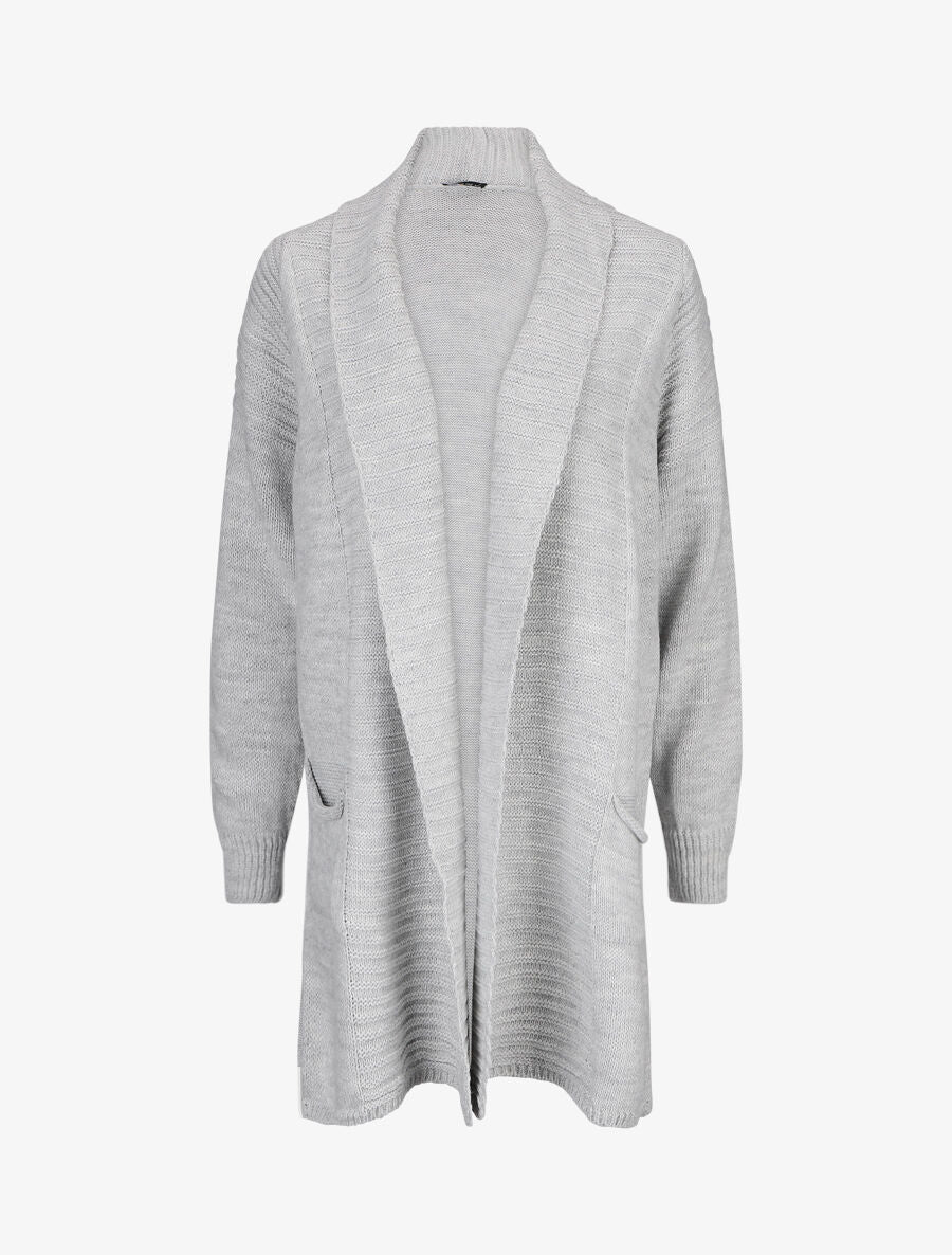 Halflange colshawlvest - Lichtgrijs