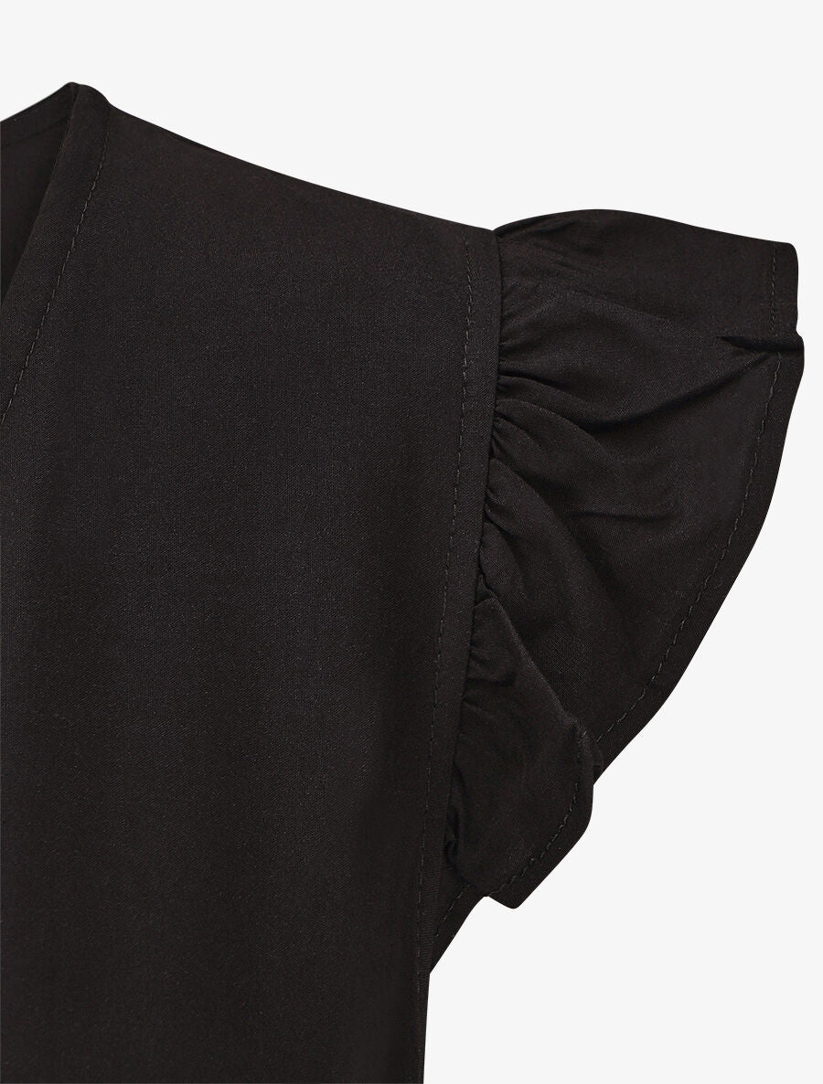 Halflange. effen jurk - Zwart - Image 3
