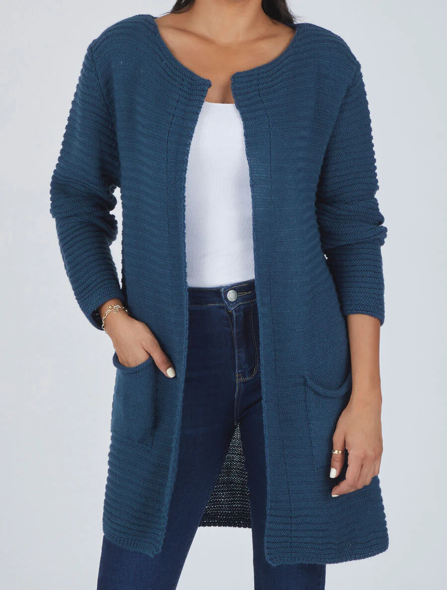 Halflange geribbelde vest - Donkerblauw - Image 4