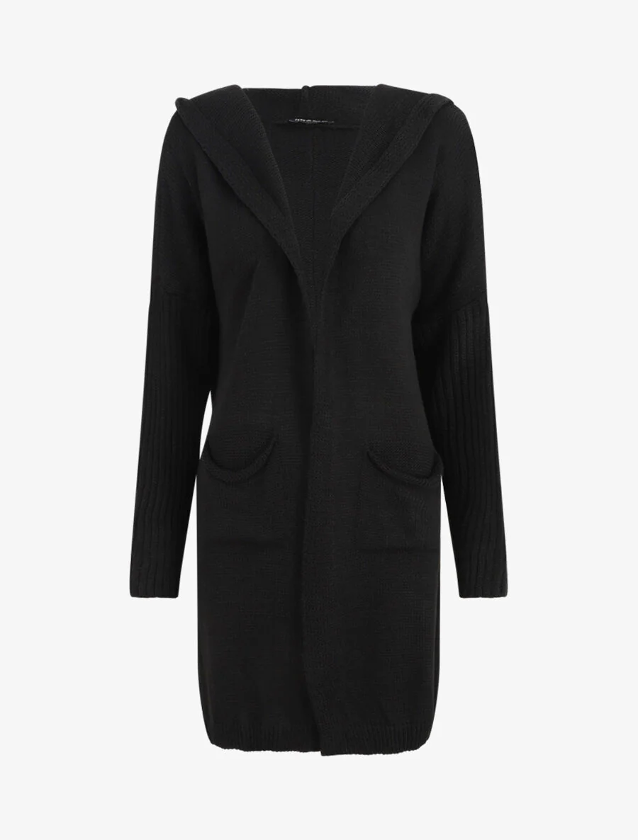 Halflange hoodie - Zwart