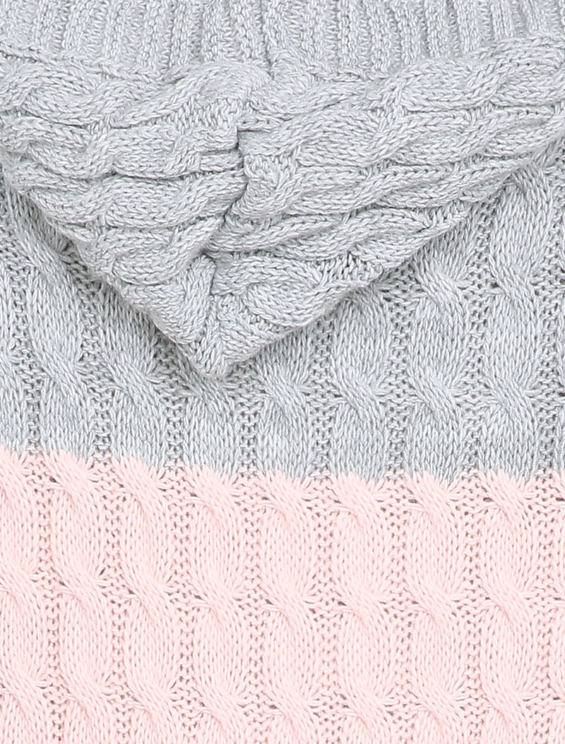 Halflange hoodie met geribbelde gebreide stof - Roze - Image 3