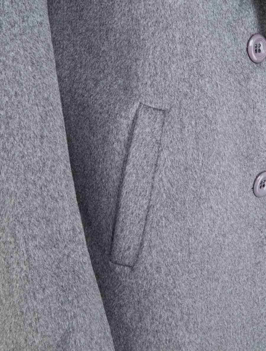 Halflange jas met gekartelde kraag - Grijs - Image 3