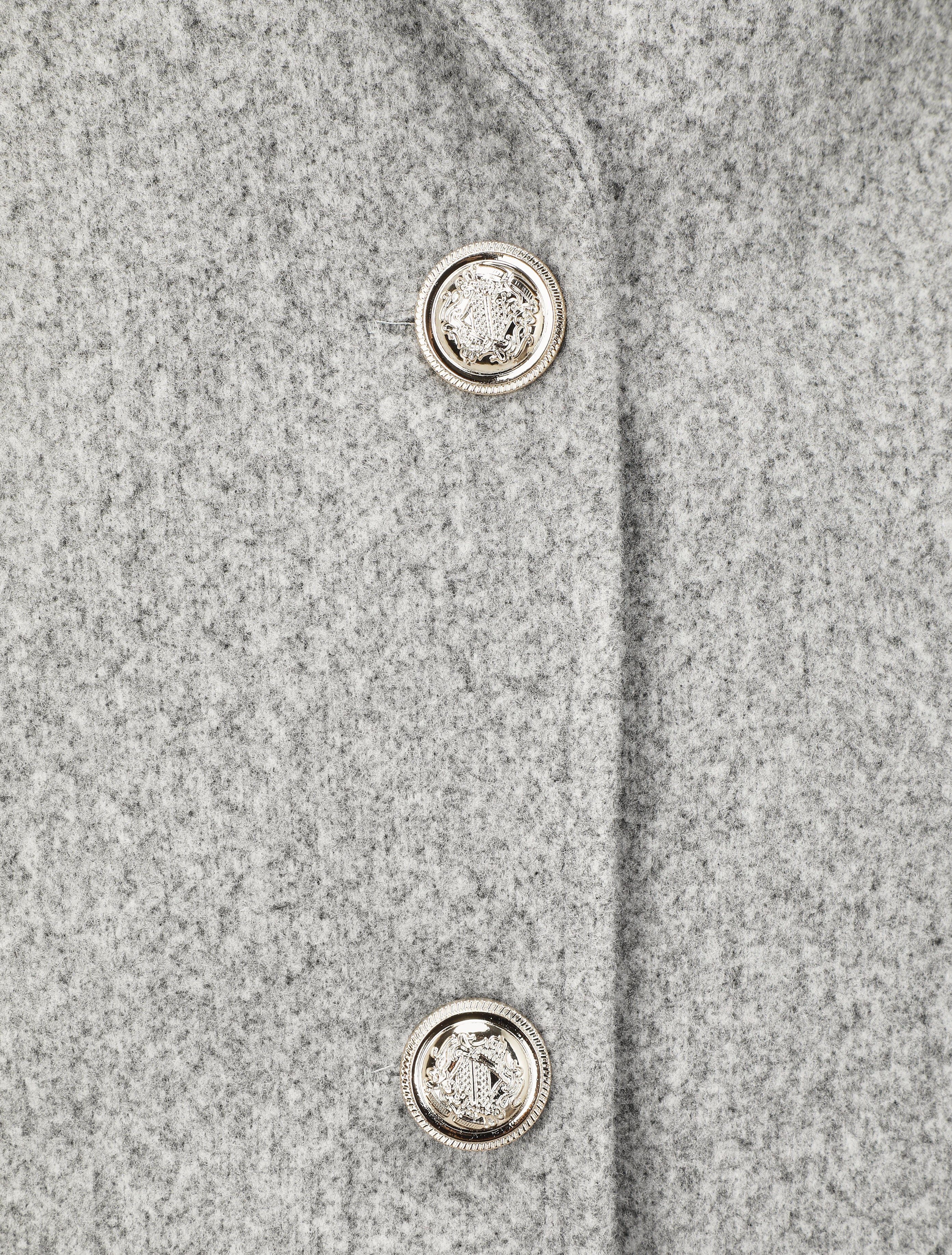 Halflange jas met knopen en notch-revers - Grijs - Image 3
