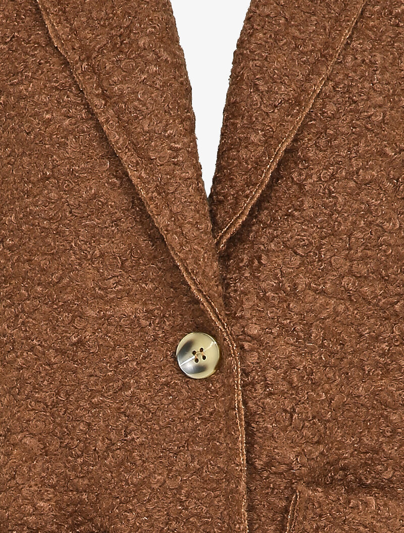 Halflange jas met bouclé wol effect - Bruin - Image 3