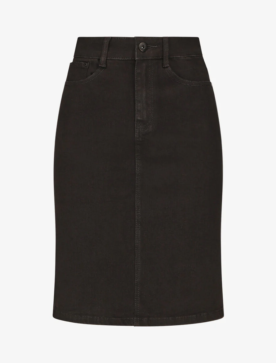 Halflange jeansrok - Zwart
