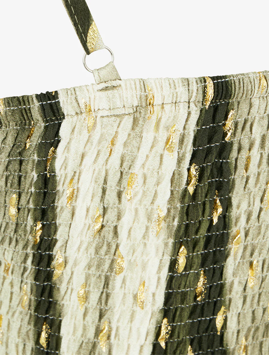 Halflange jurk met abstracte print en iriserend detail - Groen - Image 3