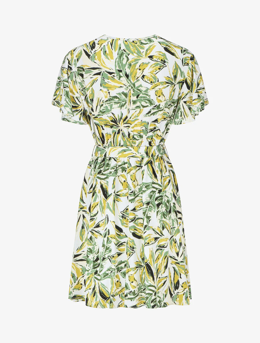 Halflange jurk met bladerenprint - groen - Image 2