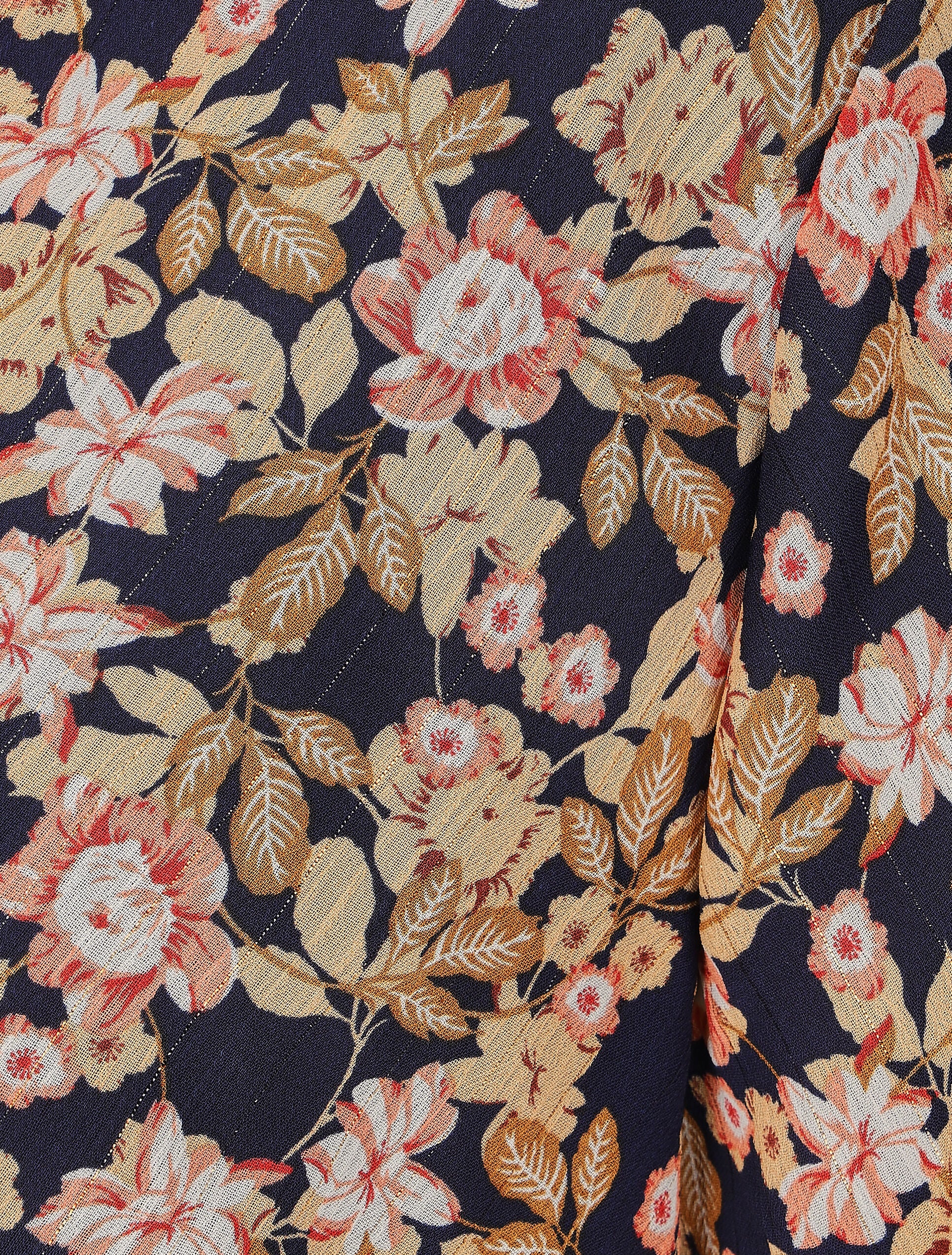 Halflange jurk met bloemenprint en iriserend detail - Marineblauw - Image 3