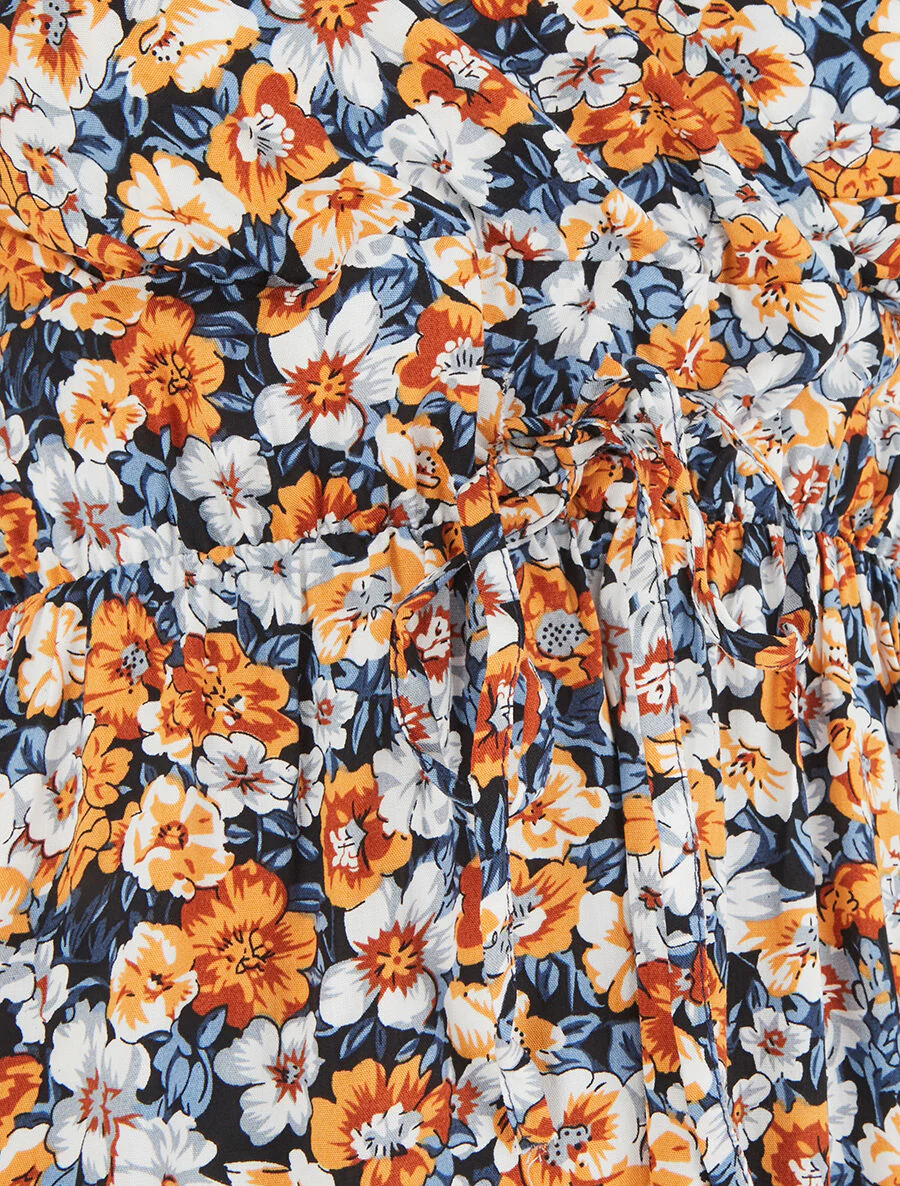 Halflange jurk met bloemenprint - Zwart - Image 3