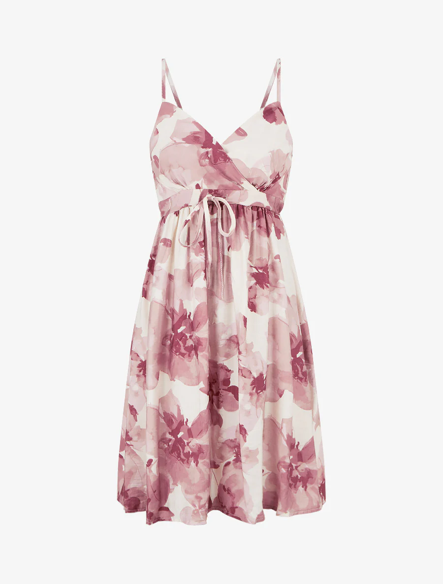 Halflange jurk met bloemenprint - Oudroze