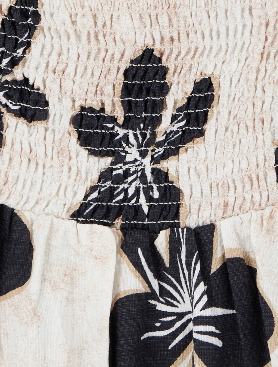 Halflange jurk met blote rug en grote bloemenprint - Nachtblauw - Image 3