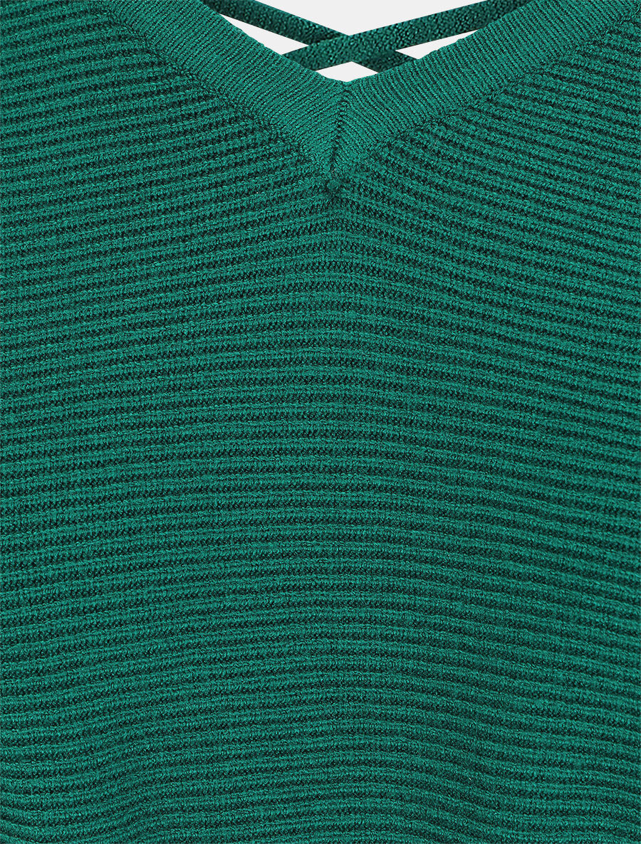 Halflange jurk met opengewerkte rug - Dennengroen - Image 3