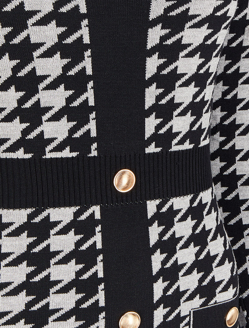 Halflange jurk met V-hals en pied-de-poule print - Grijs/noir - Image 3