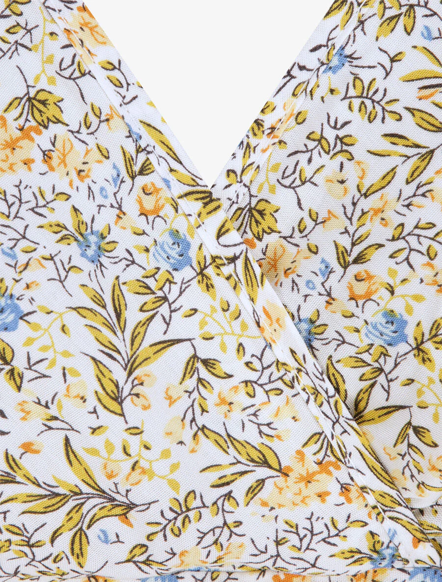 Halflange plooirok met bloemenprint - Wit - Image 3