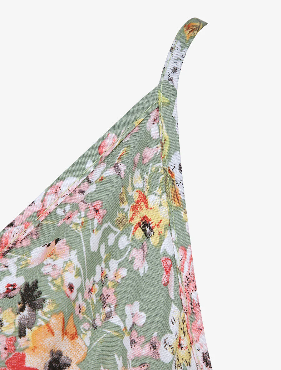 Halflange plooirok met bloemenprint voor de lente - Groen - Image 3