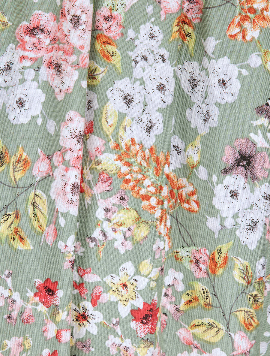 Halflange plooirok met bloemenprint voor de lente - Groen - Image 4