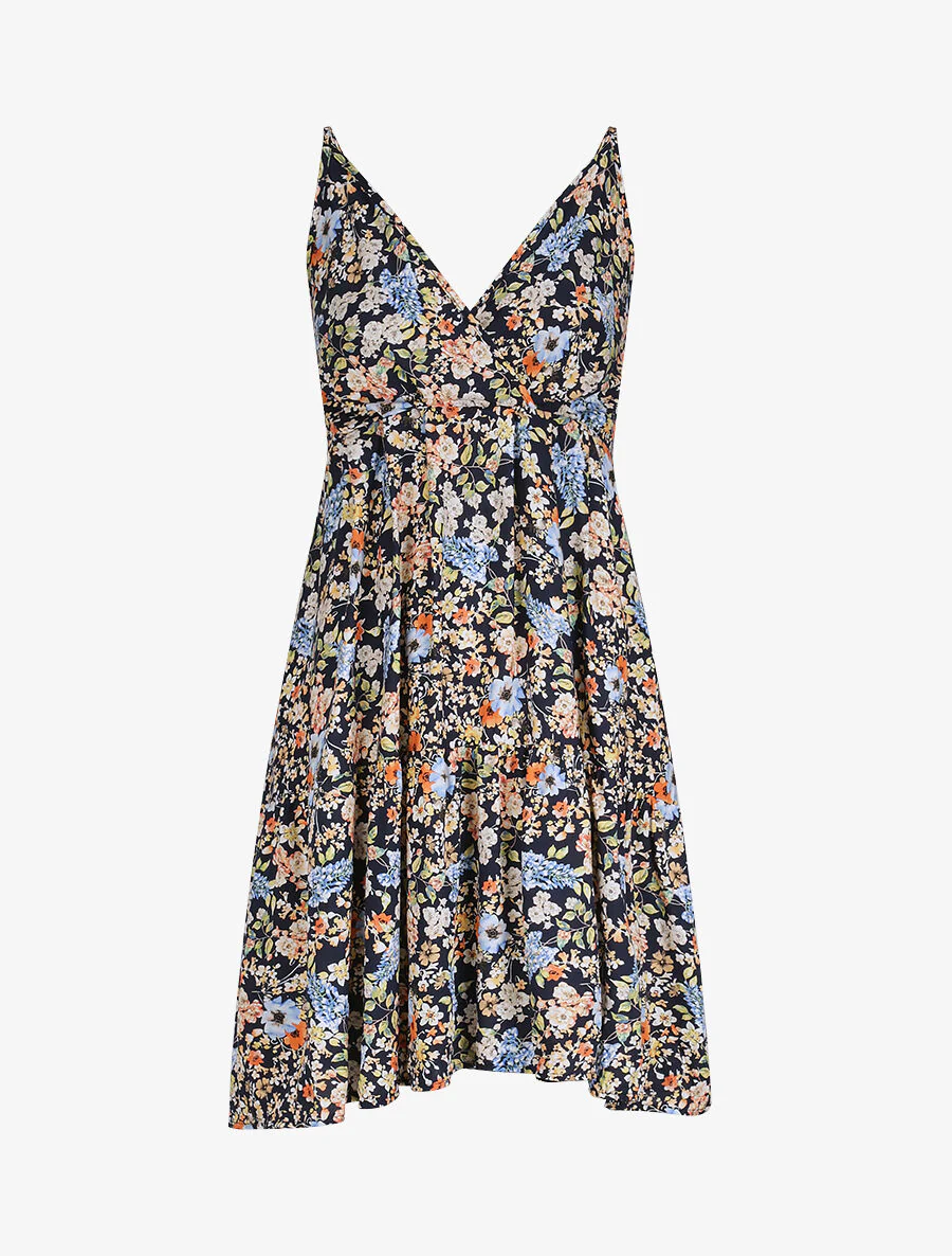 Halflange plooirok met bloemenprint voor de lente - Donkerblauw