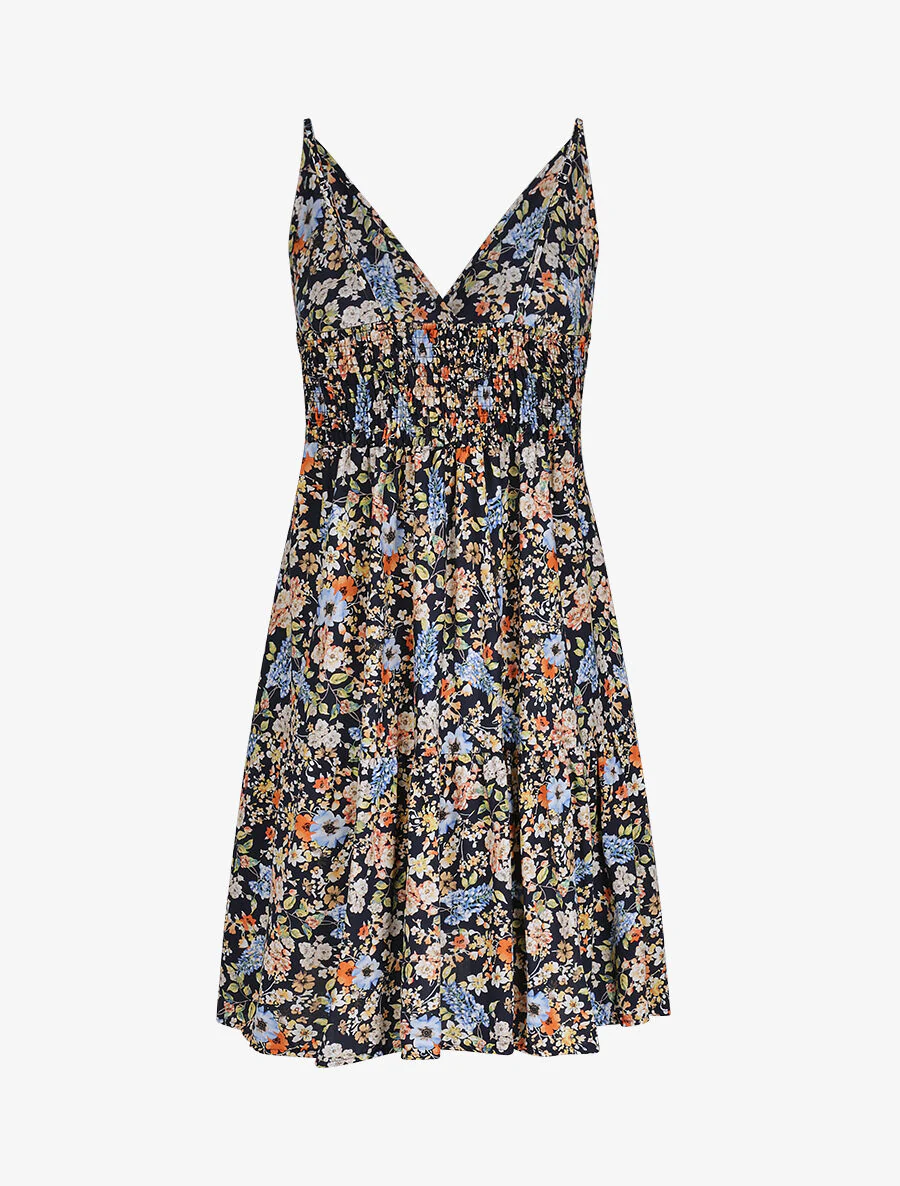 Halflange plooirok met bloemenprint voor de lente - Donkerblauw - Image 2
