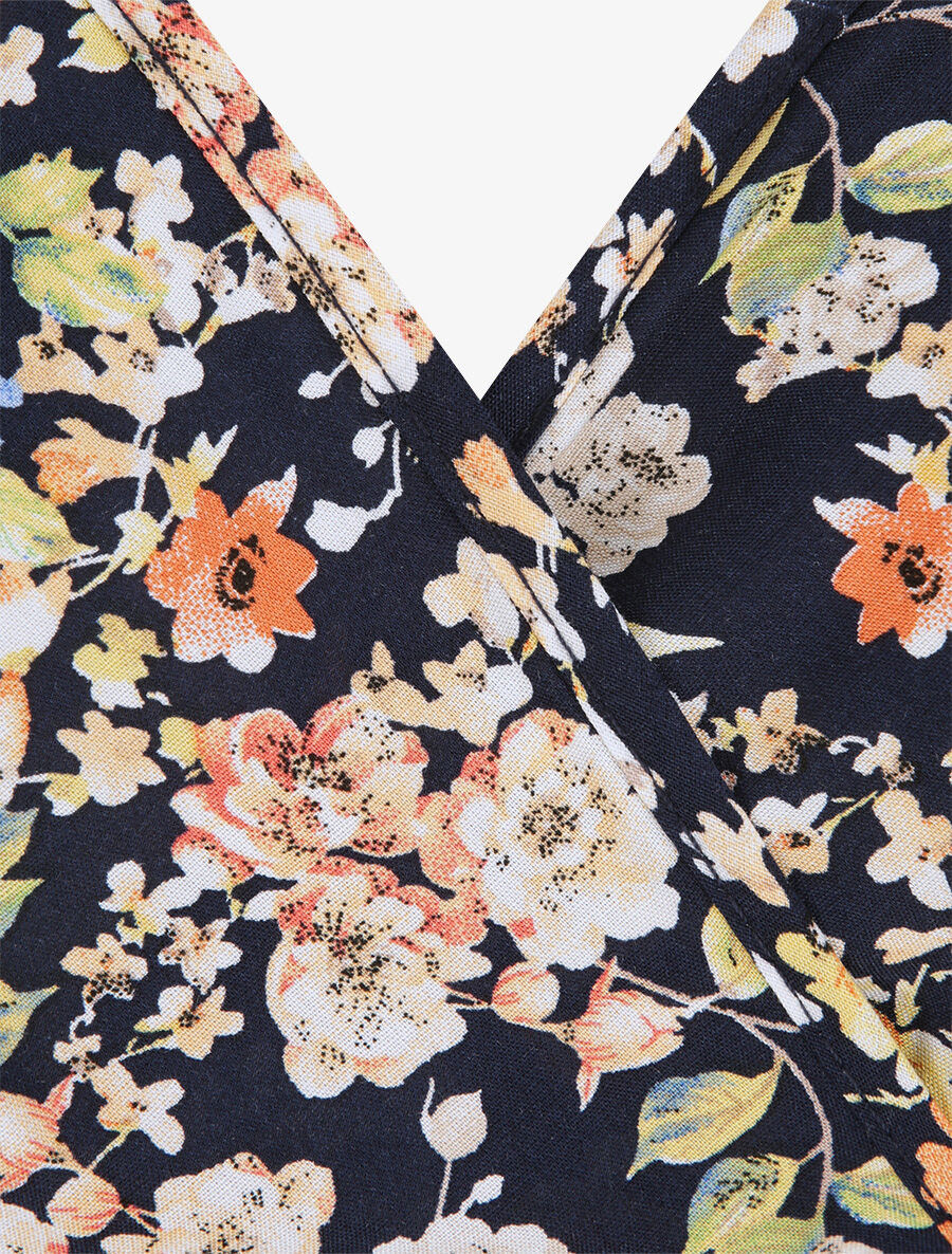 Halflange plooirok met bloemenprint voor de lente - Donkerblauw - Image 3