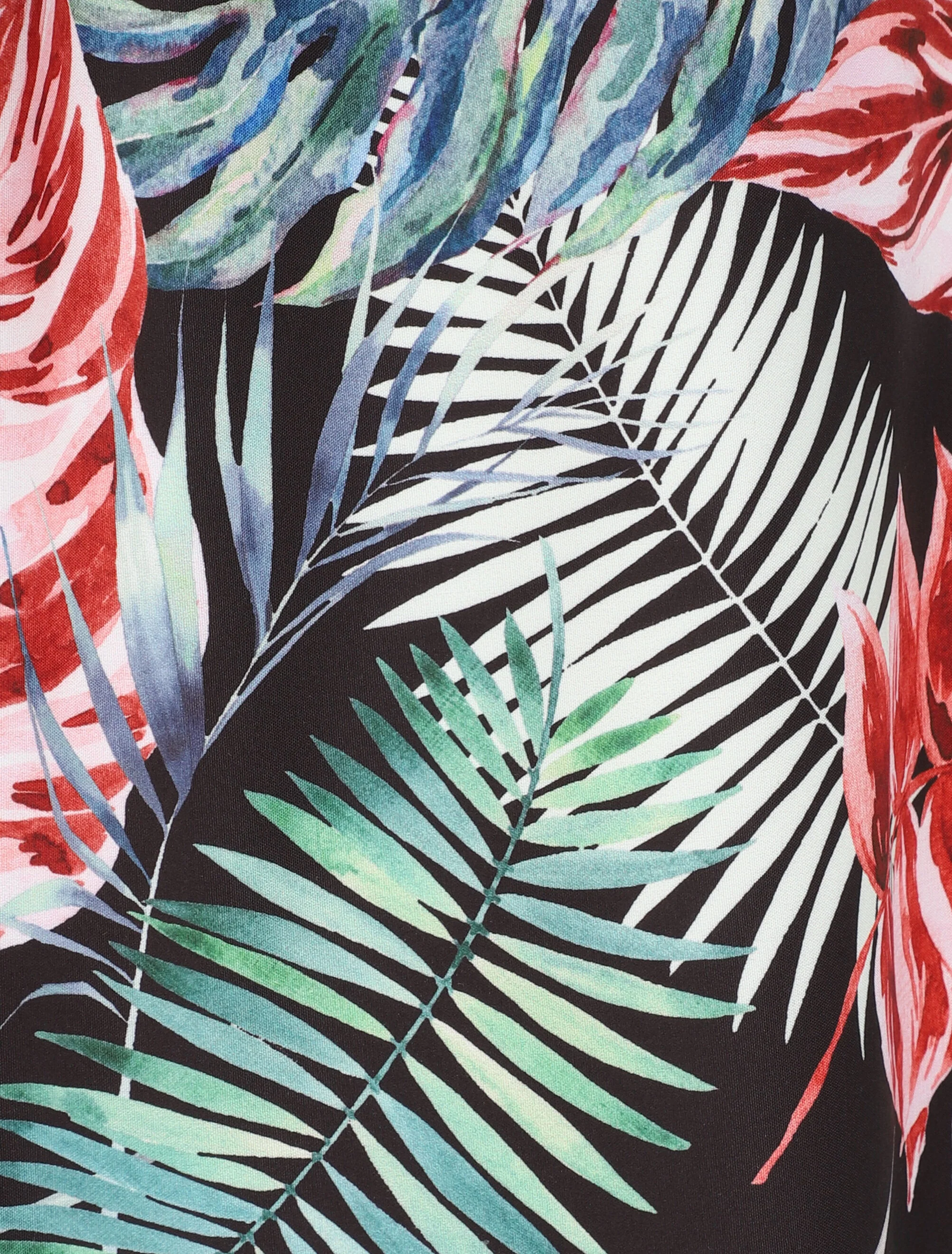 Halflange rok met V-naad en tropisch print - Zwart - Image 3