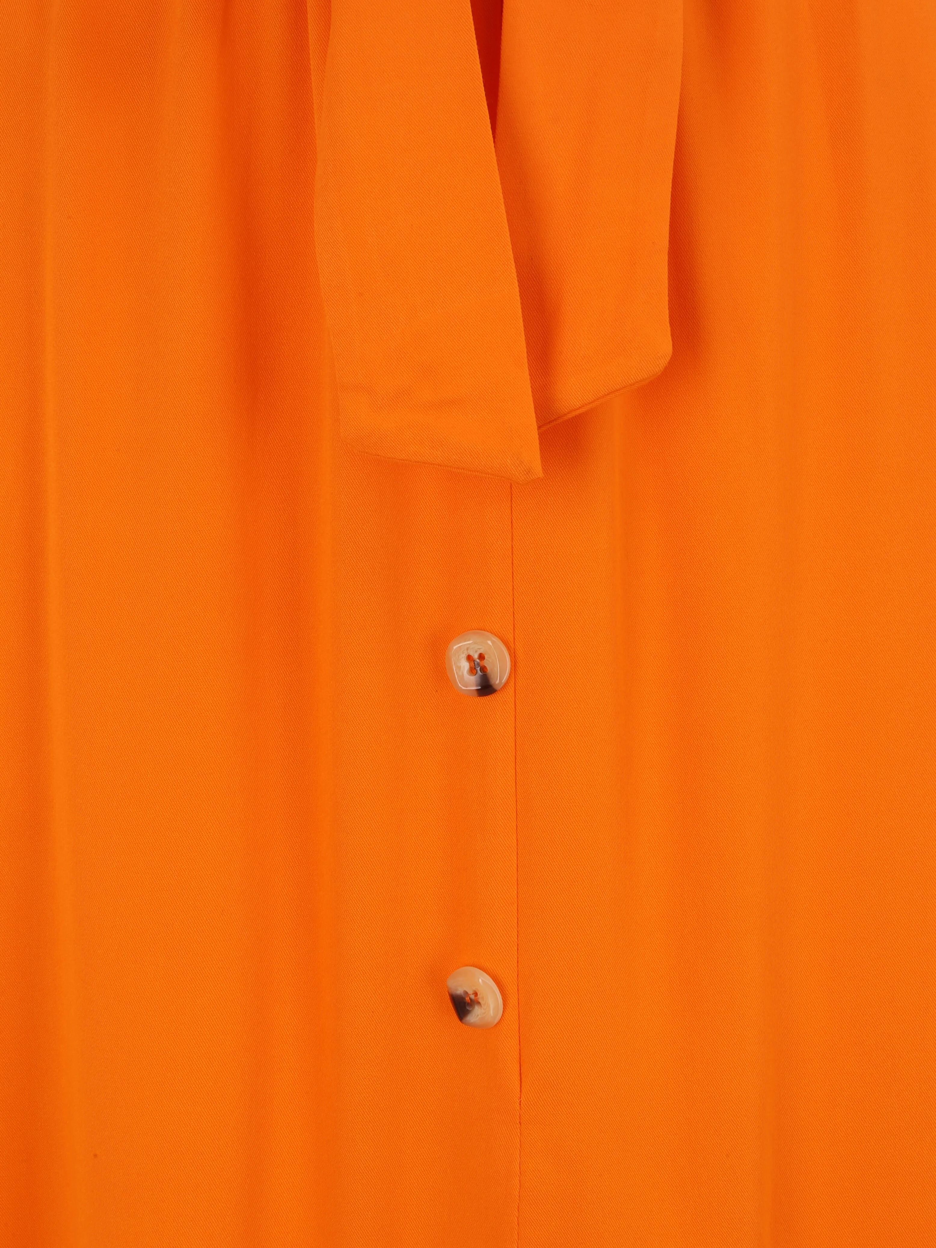 Halflange uitlopende effen rok met gerimpelde taille - Oranje - Image 3