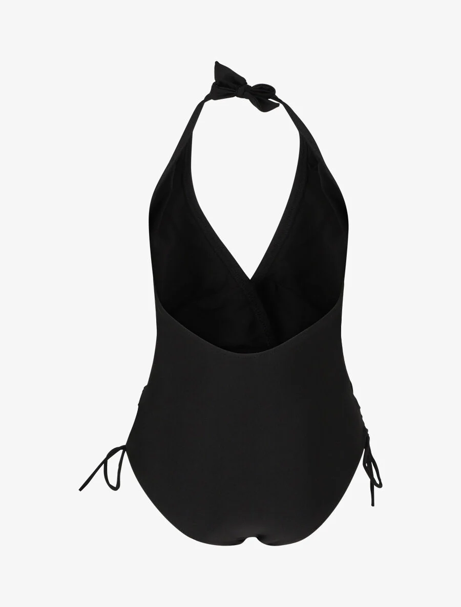 Halter badpak met bandjes - Zwart - Image 2