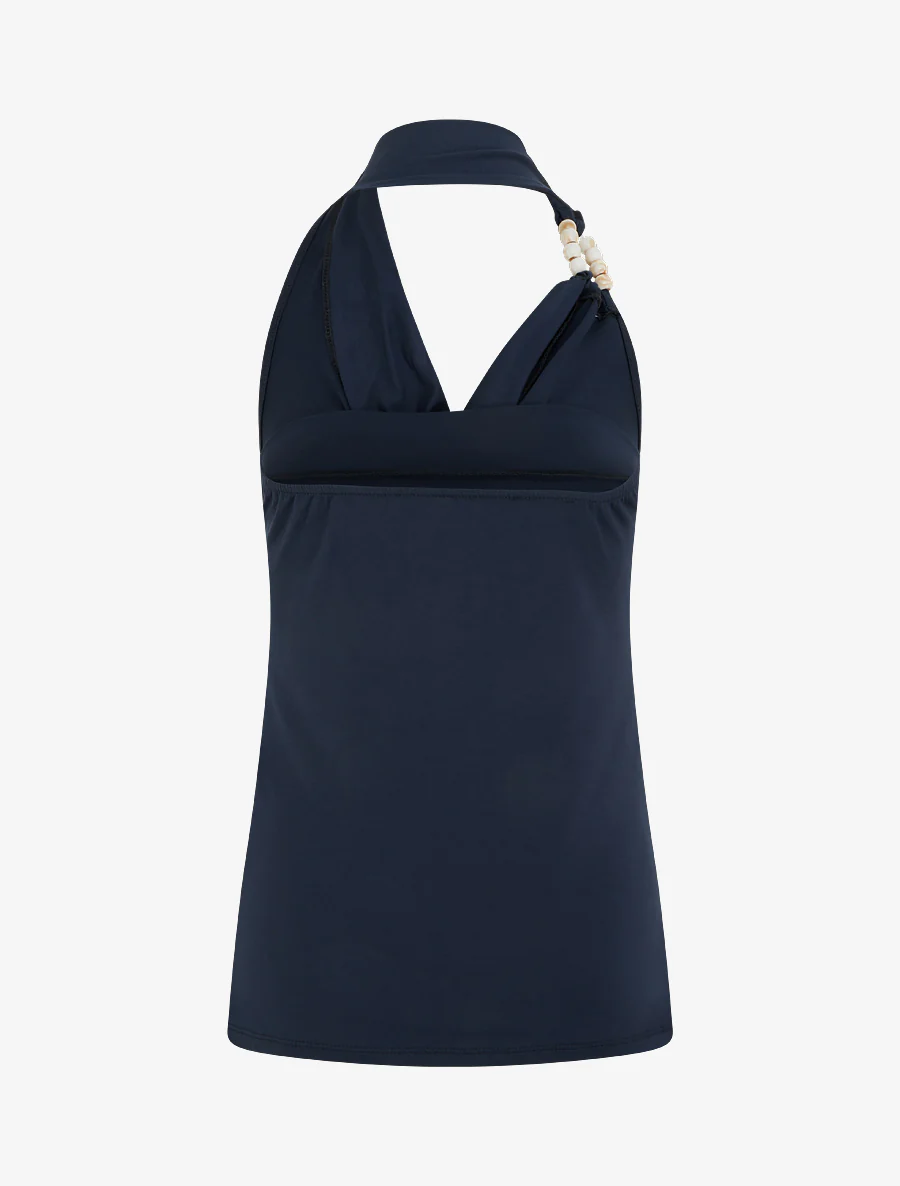 Haltertop met parels - Marine - Image 2