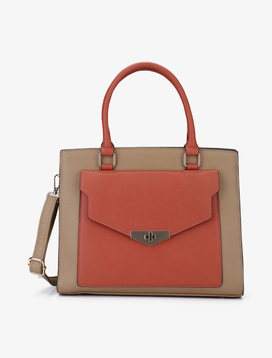 Handtas Agathe - Taupe/oranje