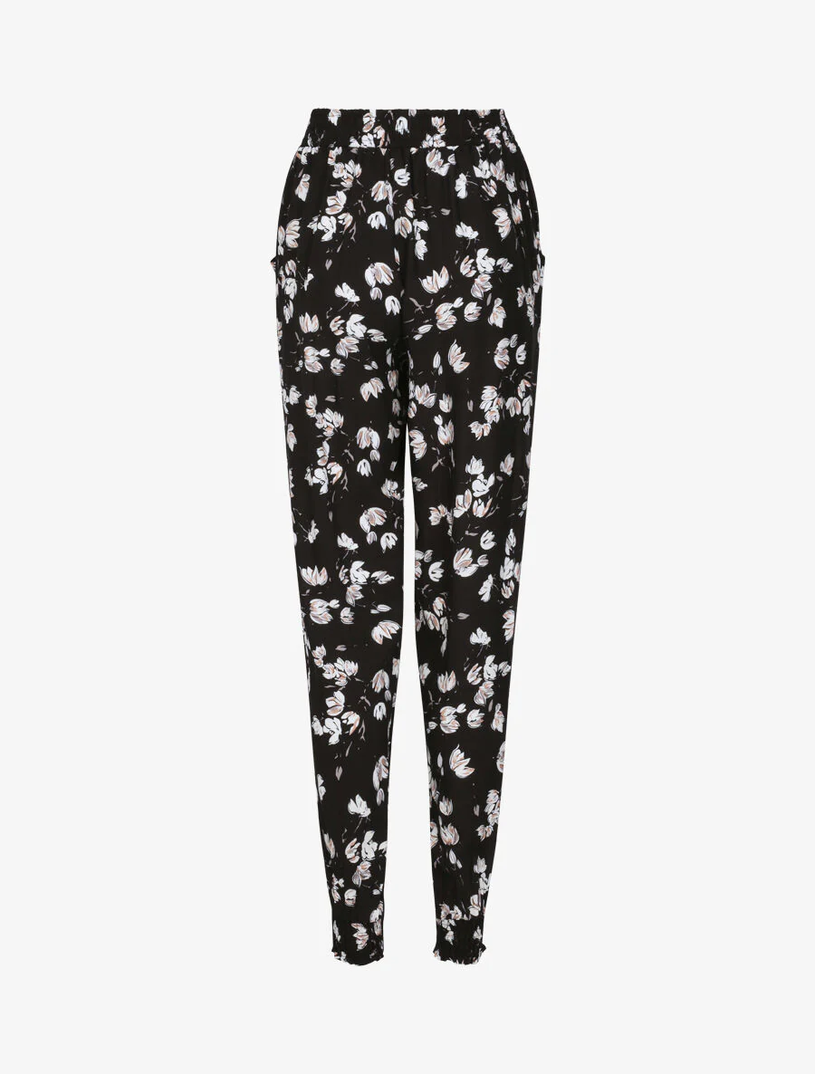 Harem broek met tulpenprint - Zwart - Image 2