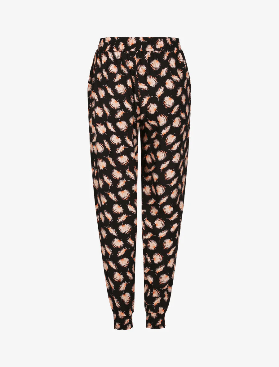Harem broek met palmbladeren print - Zwart - Image 2